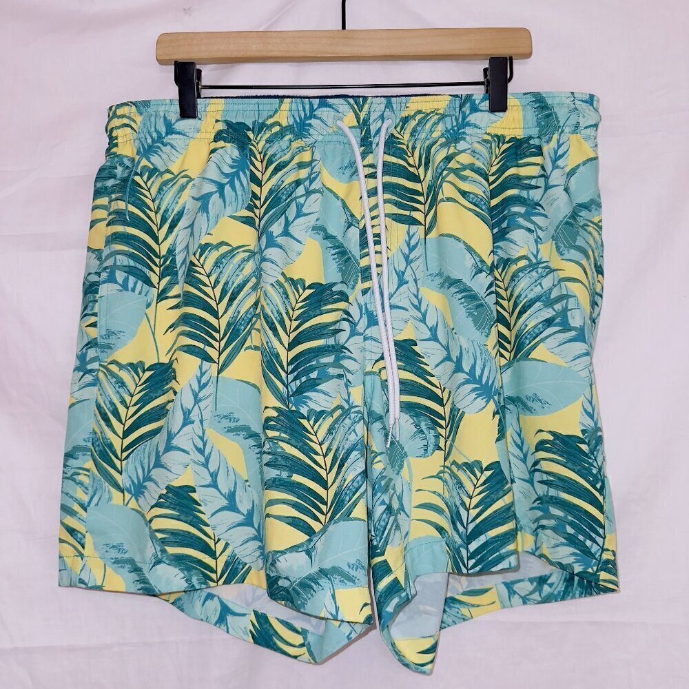 Men's Cubavera Tropical Floral Print Mesh Liner 7'' Inseam Swim Trunks size XL